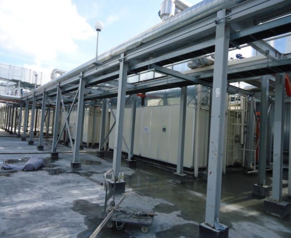 Construction of an elevated pipe rack at an industrial facility