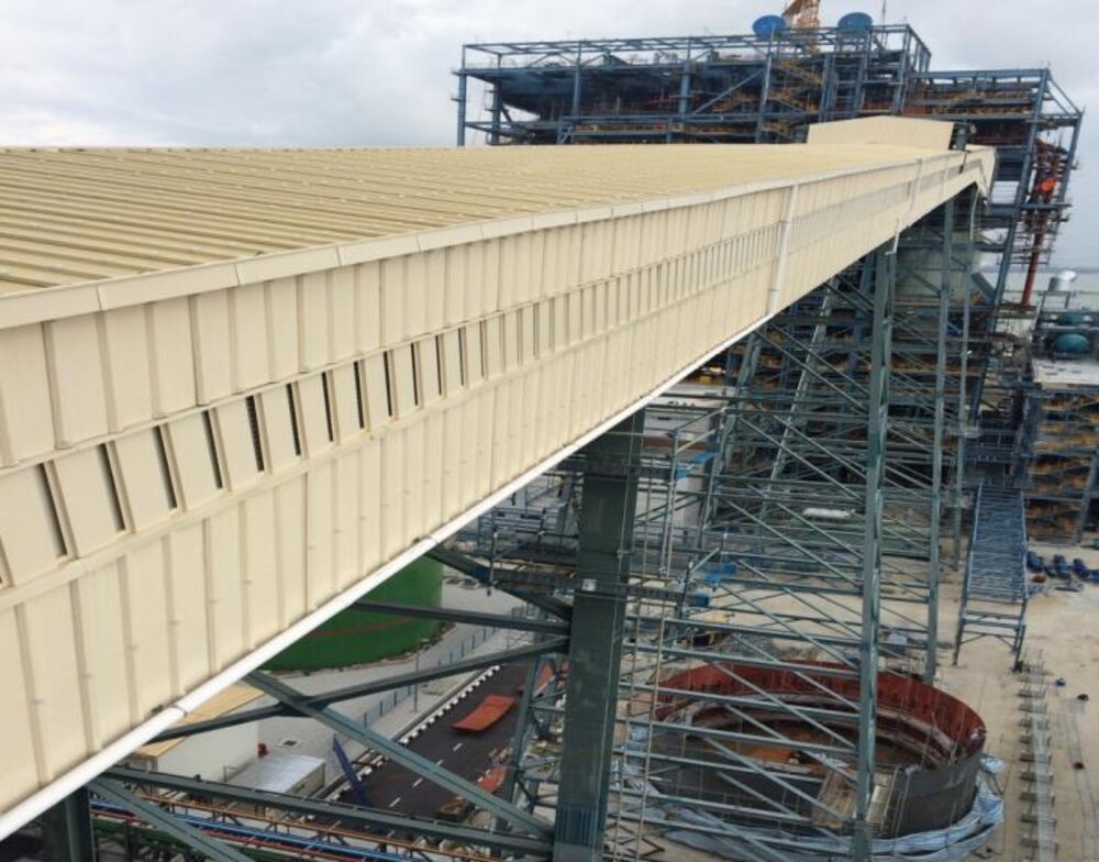 Metal roof sheeting installation at TNB Manjung power plant